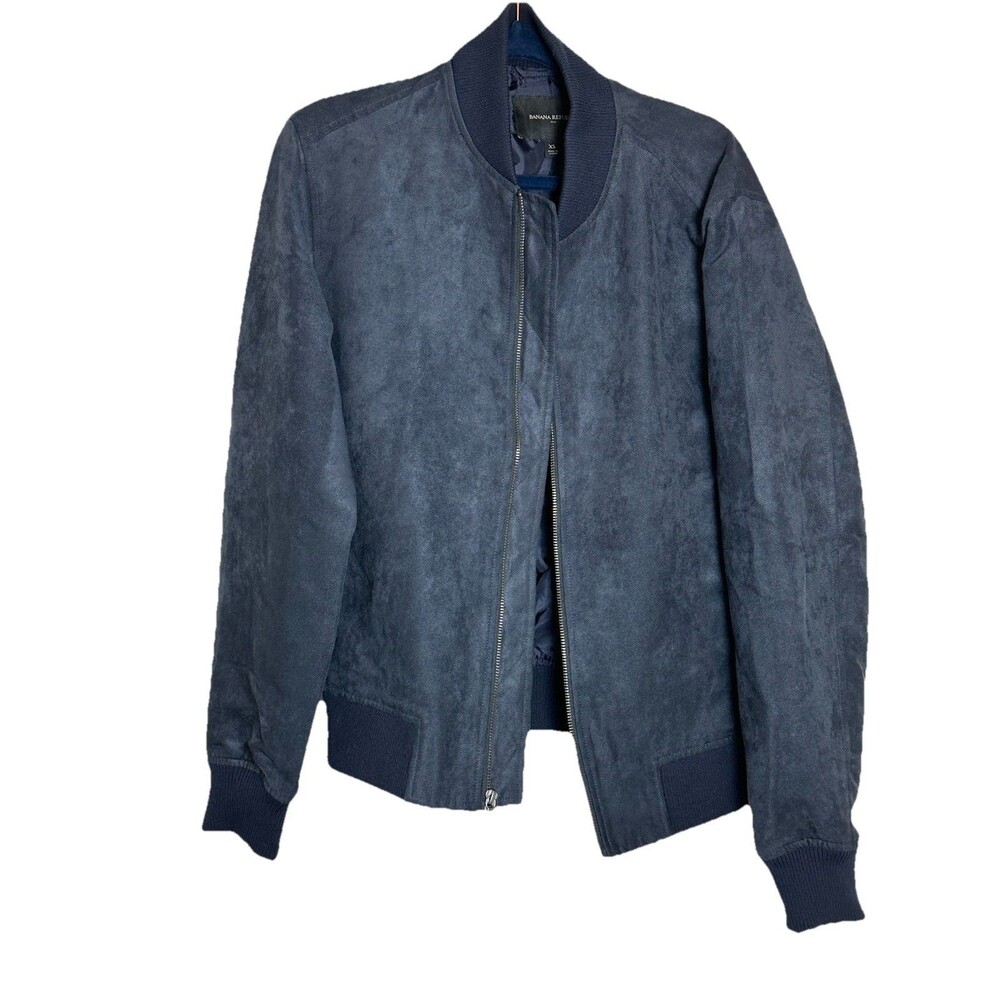 EUC Banana Republic Moody Blue Vegan Suede Bomber Jacket XS